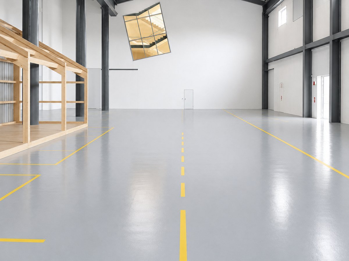 Same warehouse after a protective floor coating